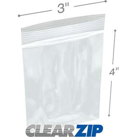 International Plastics CZ1250304 3 x 4 in. ClearZip Lock Bags, 0.00125 Gauge - Case of 1000
