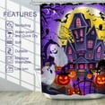 thumbnail image 3 of Halloween Shower Curtain, Halloween Castle Waterproof Bath Curtain-72 x 72", Spooky Pumpkins and Ghost Bathroom Decor, Horror Home Indoor Decorations, Gifts for Halloween Party Supplies, 3 of 5