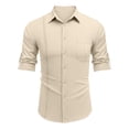 thumbnail image 5 of Designer Spring Summer Men's Casual Cotton Linen Solid Color Long Sleeve Shirts Loose Shirts XL, 5 of 5