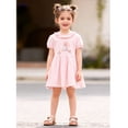 thumbnail image 3 of Bellafa Little Girl's Appliuqe Cotton Summer Dress Toddler Short Sleeve Tiered Swing A-Line Casual Sundress 2-7 Years, 3 of 8