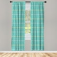 thumbnail image 3 of Geometrical Curtains 2 Panels Set, Abstract Striped Rounds with Tiny Polka Dots, Window Drapes for Living Room Bedroom, 56"W X 95"L, Dark Seafoam Seafoam, by Ambesonne, 3 of 5
