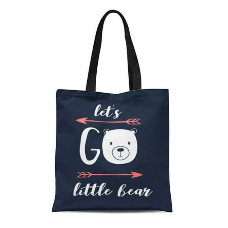Baby Boy Tote Bags ASHLEIGH Canvas Bag Resuable Tote Grocery Shopping Bags Adventure Let's Go Little Bear Slogan and Face Adventurer Baby Boy Camp Tote Bag ()