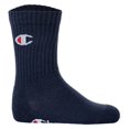 thumbnail image 2 of Champion Children's Socks, 3-Pack - Crew Socks, solid Colour Blue/White/Grey 27-30, 2 of 7