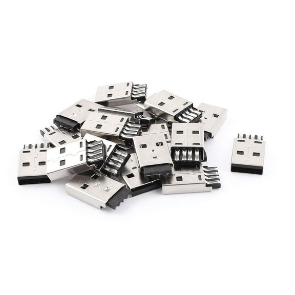 Unique Bargains 20Pcs USB 2.0 Type A Male Port Straight Pin PCB Mount Connector