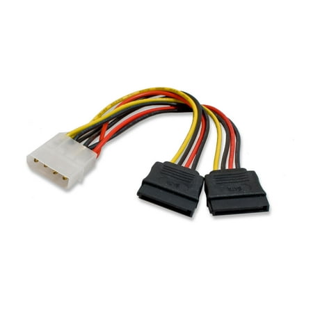 5.5 Central Pin - Syba SY-CAB40007 Molex 4 Pin to 2x 15 Pin SATA Power Cable (5.5 Inches)
