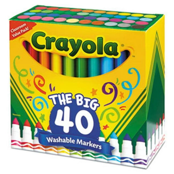 Crayola 587858 Marqueurs Lavables Point Large - Couleurs Classiques Assorties, 40 par Set