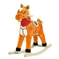 thumbnail image 2 of Tereitr Rocking Horse Toy for Kids, Plush Ride-On with Wooden Rockers & Interactive Sounds, Moving Mouth, Max Weight 50kg (110 lbs) (Light Brown Middle), 2 of 10