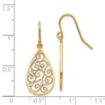 thumbnail image 3 of Real 14kt White Rhodium Diamond-cut Filigree Teardrop Wire Earrings; for Adults and Teens; for Women and Men, 3 of 3