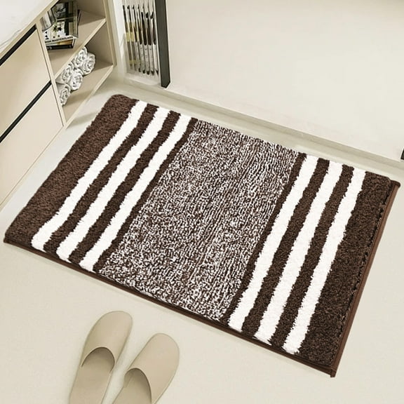 sruoe Bath Rugs, Bath Mats for Bathroom Floor, Bathroom Rugs, Non Slip WaterAbsorbent Stain Resistant Bath Mats, Polyester Mat, Bathroom Door Mat Household Use, Brown