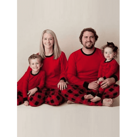 

Christmas Fashion Checkered Pajamas Set Family Matching Hooded Red Plaid Sleepwear