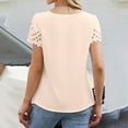 thumbnail image 5 of Womens Summer Tops Summer Fashion Casual V Neck Hollow Lace Chiffon Shirt Short Sleeved Shirt Top Shirts for Women, 5 of 5