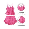 thumbnail image 4 of Ekouaer Satin Pajama Set for Women 2 Piece Camisole Top and Shorts Silk Lingerie with Ruffle Floral Nightwear, 4 of 6
