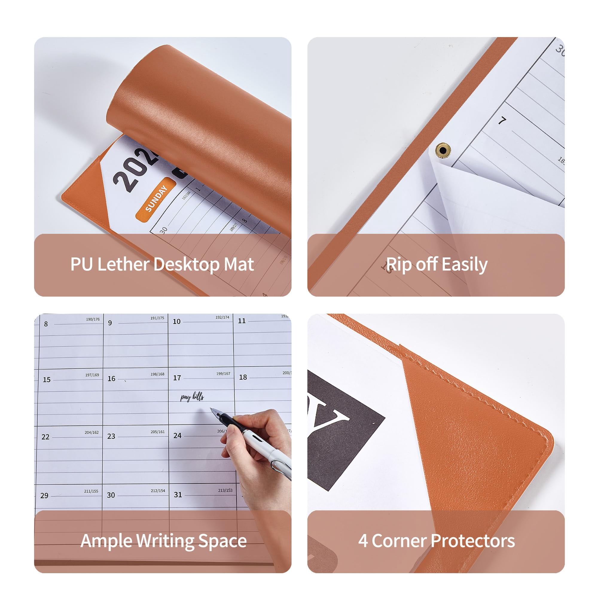 Large Desk Calendar 2026  With Protecting Pad 2026 22x17 Runs From January 2026 To June 2027 18 Months Big Desktop For Family Classroom And Office(brown)