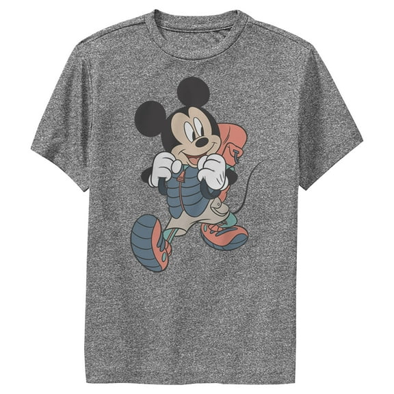 Boy's Mickey & Friends Mickey Mouse Hiker  Performance Graphic Tee Charcoal Heather Medium