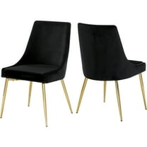 Karina Black Velvet Dining Chair, Set of 2-Color:Black Velvet,Finish:Gold,Style:Contemporary