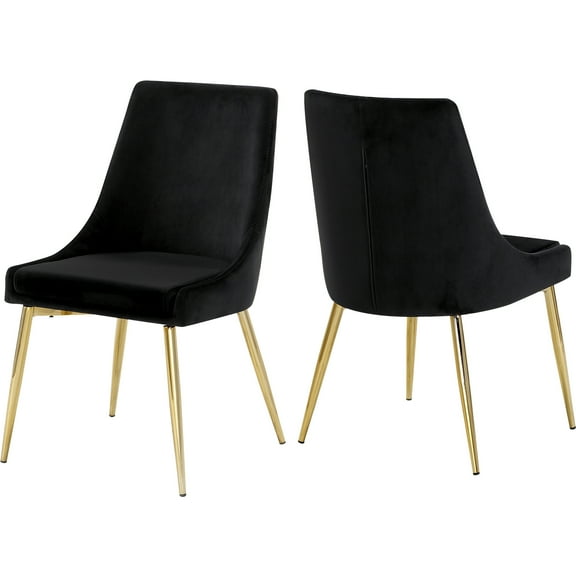 Karina Black Velvet Dining Chair, Set of 2-Color:Black Velvet,Finish:Gold,Style:Contemporary