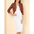 thumbnail image 5 of MODA NOVA Juniors Casual 3/4 Sleeve Sheer Lace Floral Open Front Shrug Top, 5 of 6