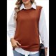 thumbnail image 3 of Suéteres de Punto para Mujer, Cuello Redondo, Lazo, Color Liso, Botones y Abertura Lateral, 2025 Color Caramelo L, 3 of 10