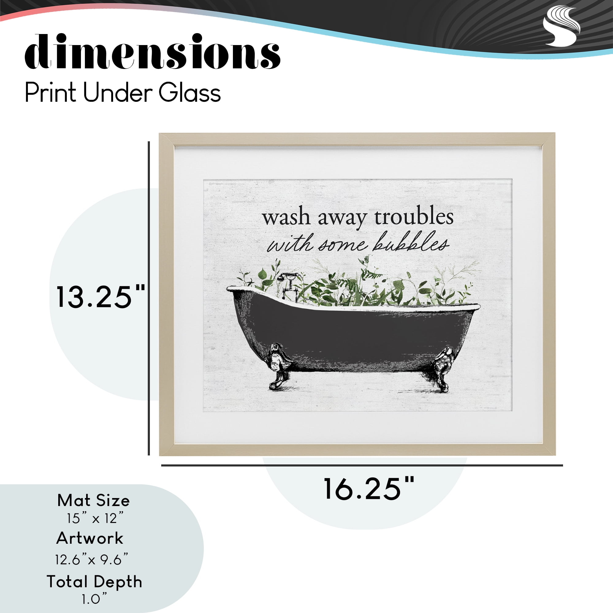 Comforting Bubble Bath Quote Birch Framed Print Under Glass, design by Lettered and Lined