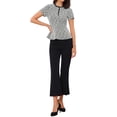 thumbnail image 2 of INSPIRAR CHIC Top de Tweed para Mujeres, Blusas de Peplum de Cuello Redondo de Manga Corta para Oficina, Talla XL, Negro, 2 of 6