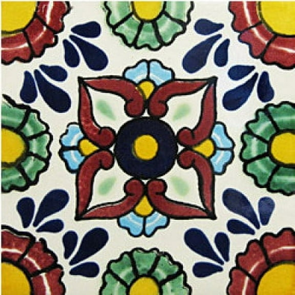 6x6 Pergolese Talavera Mexican Tile, Set of 4 pcs