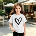 thumbnail image 5 of ZACPNCV Girls Graphic T-Shirts Short Sleeve Crewneck Cute Tees Cute Heart Print Summer Tops for Kids B-White, 5 of 5