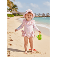 thumbnail image 4 of BemeyourBBs Toddler Baby Girls One Piece Swimsuit Infant Girl Bathing Suit Striped Bow Swimwear Zipper Long Sleeve Rash Guard with Hat Newborn Swimsuit Summer Pool Beachwear, 4 of 9