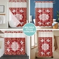 thumbnail image 5 of No Hook Shower Curtain with Snap in Liner, Ethnic Geometric Red Floral Waterproof Bath Curtain Double Layers with See Through Top Window, Abstract Vintage Tribal Hotel Shower Curtains 72x84in, 5 of 9
