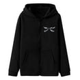 thumbnail image 3 of Dezsed Womens Hoodies Zip Up Sweatshirts Clearance Women Fashion Zipper V-Neck Pullover Tops Long Sleeve Print Hooded Blouse Sweatshirt Black XXL, 3 of 4
