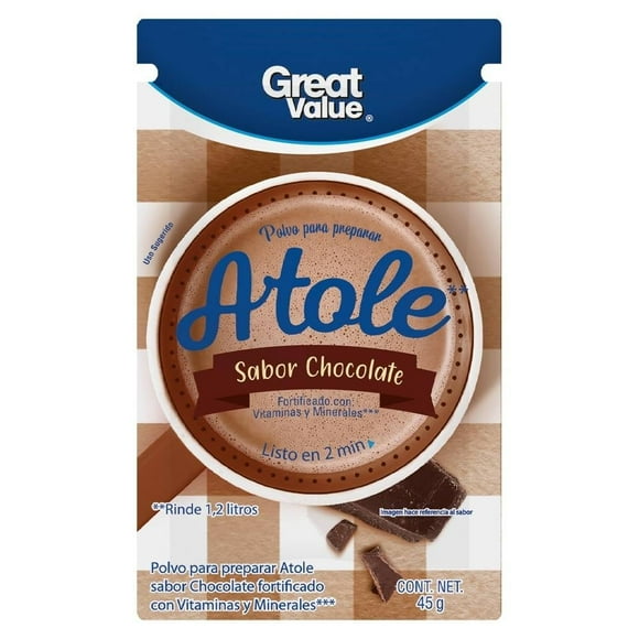 Polvo para preparar atole Great Value sabor a chocolate 45 g