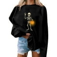 thumbnail image 2 of Meichang Women's Halloween Sweatshirts Oversized Skeleton Graphic Sweatshirt Crewneck Long Sleeve Pullover Tops Vintage Halloween Sweatshirt, 2 of 5