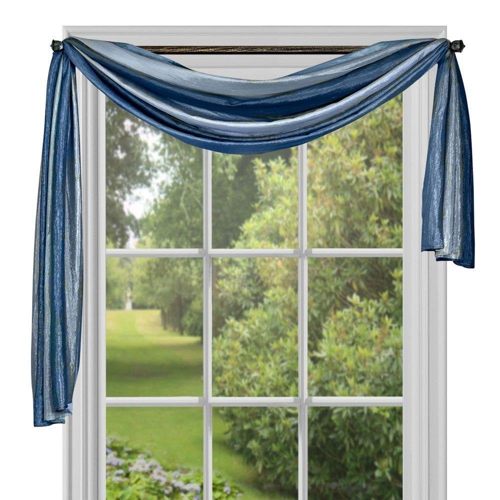 Royal Ombre Crushed Semi Sheer Window Curtain Scarf Treatment Blue
