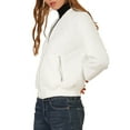 thumbnail image 5 of INSPIRE CHIC Women's Stand Collar Zip Up Raglan Sleeves Bomber Quilted Jacket XL White, 5 of 7