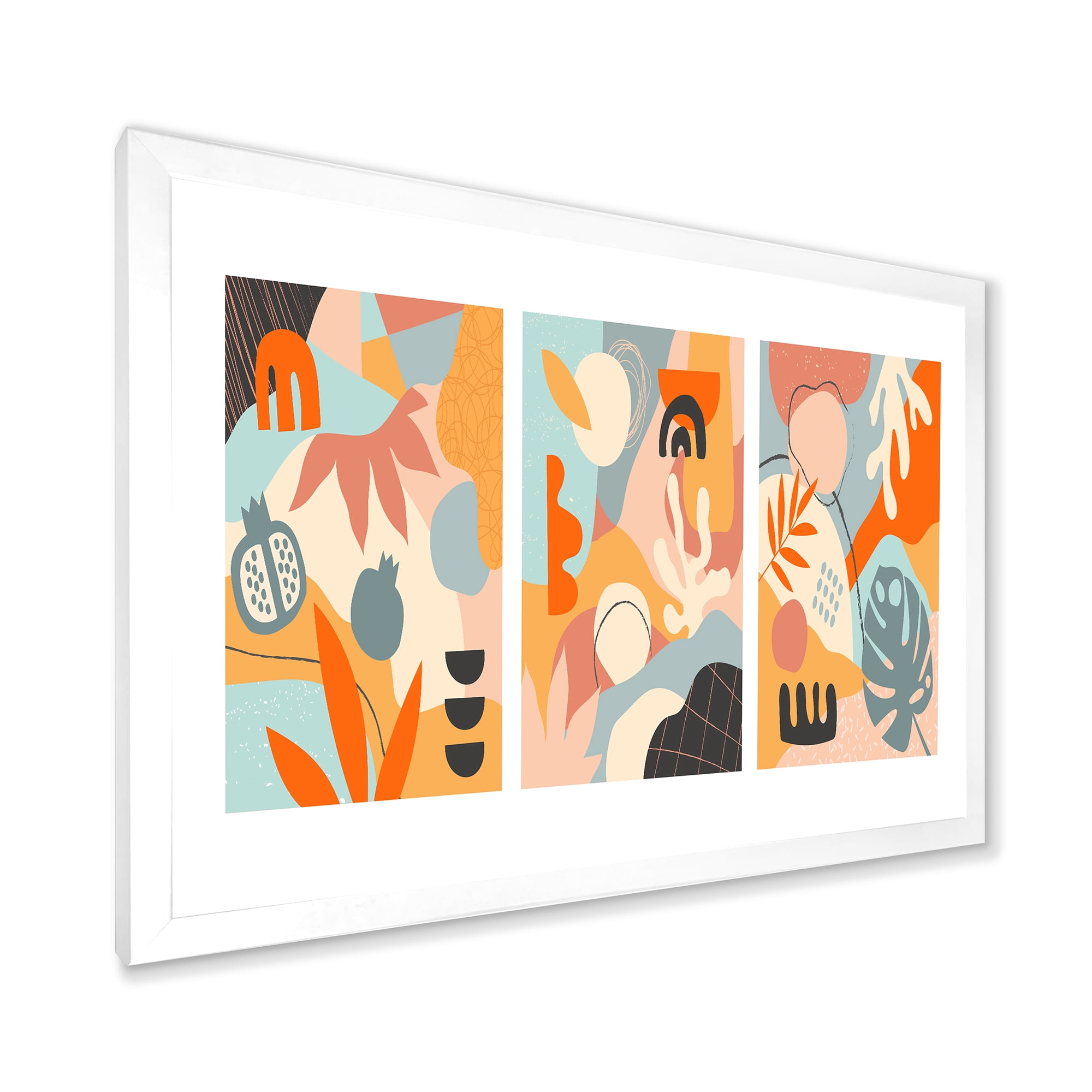 Designart 'Compostion Minimalistic of Organic Shapes VII' Modern Framed Art Print