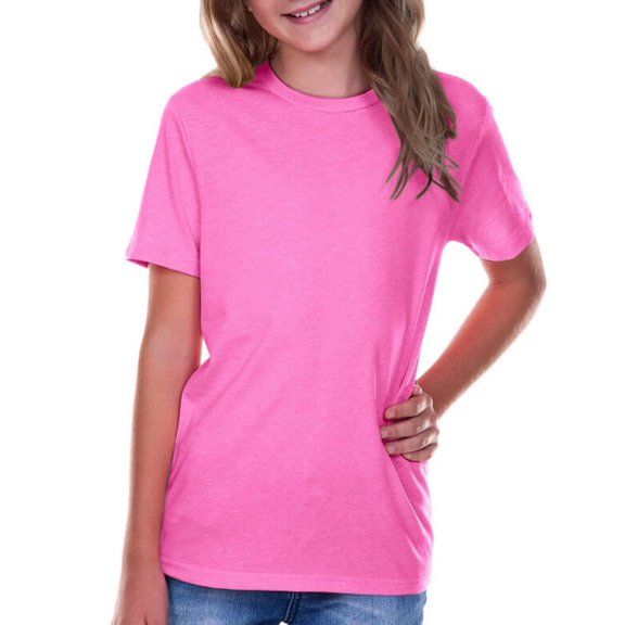 Kavio! Youth Crew Neck Short Sleeve Tee Jersey CVC.(Replaces 0263) Pink Flash XS