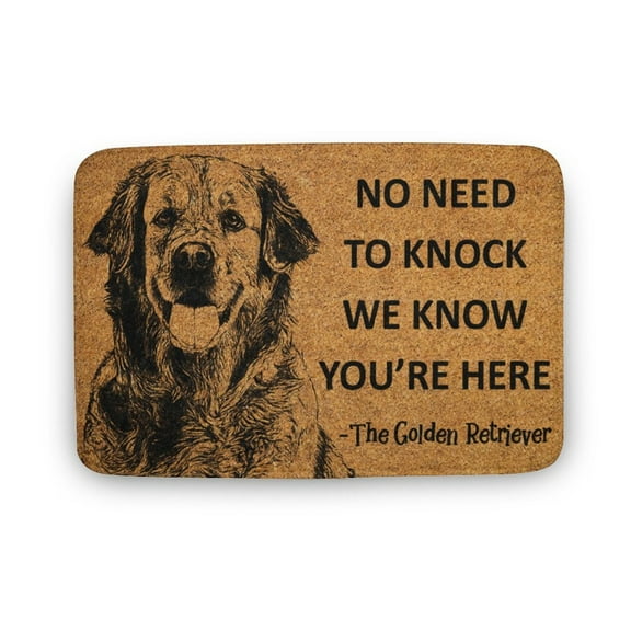The Golden Retriever Door Mat, We Know You ARE Here The Golden Retriever Dog Door Mats, Funny Doormat Welcome Mat Funny Door Mat Outdoor Decor,Indoor Doormat,Coral Velvet Rug 17”x30”