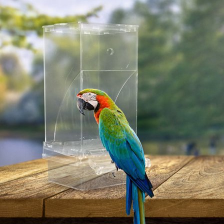 PENIKOKO Transparent ABS Bird Food Container and Feeder for Pet Birds, 1 Piece Birdseed Dispenser