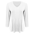 thumbnail image 3 of Breezora Women's Stylish V Neck Striped Tee with Flowy Silhouette and Soft Fabric for Everyday Wear and Layering M Size White, 3 of 9