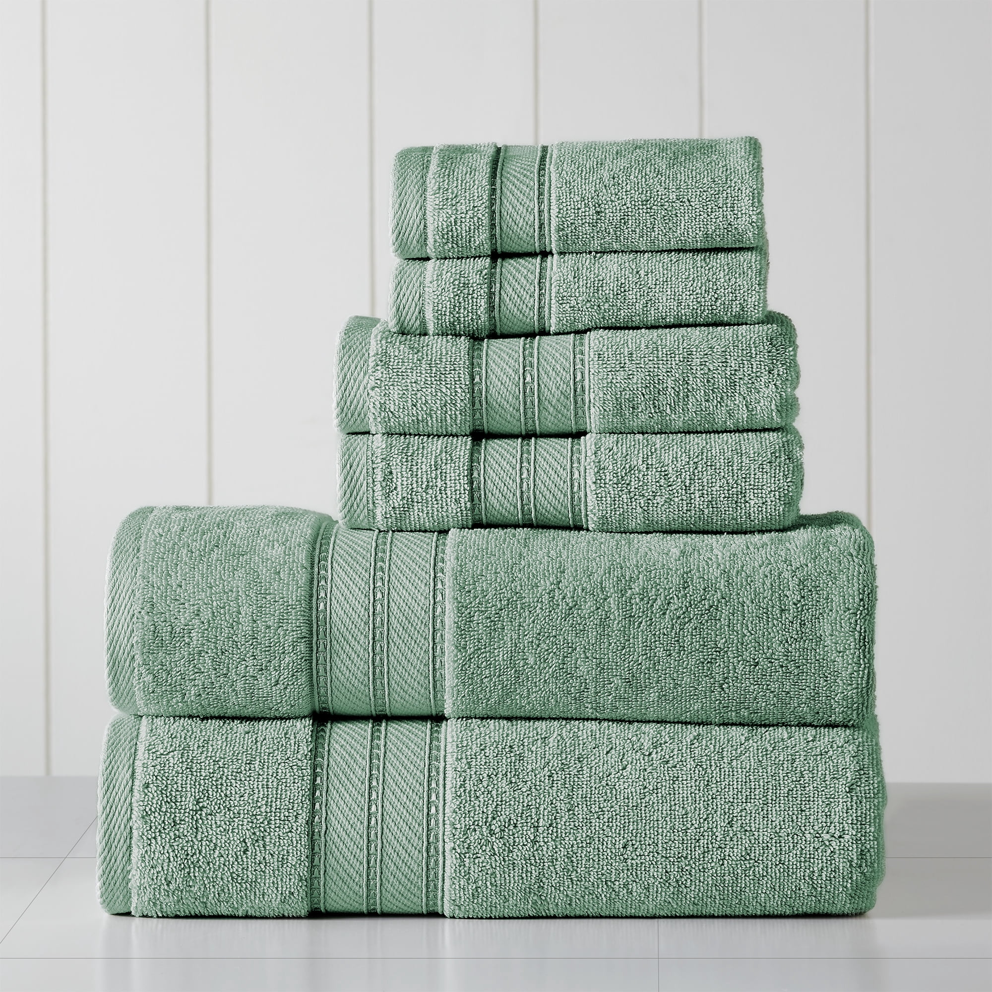 Modern Threads Spunloft 6-Piece Cotton Bath Towel Set, Eucalyptus