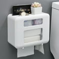 thumbnail image 1 of Wall-Mounted Tissue Box, Modern Plastic Tissue Container for Bathroom, Kitchen & Office, Versatile Storage Shelf, Transparent Window & Mobile Phone Slot for Home Organization, 1 of 9