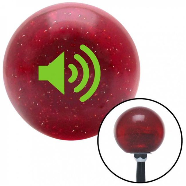 Green Speaker on Red Metal Flake Shift Knob with M16 x 1.5 Insert Shifter Auto Brody