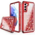 thumbnail image 1 of Kaleidio Case For Samsung Galaxy S21 FE 5G [Kleer Hybrid] 3-Piece Impact [Drop Protection] Shockproof See-Thru Cover [Red/Red Liquid Glitter], 1 of 2