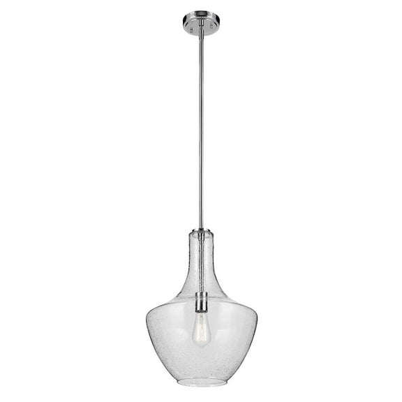 42046CHCS Kichler Lighting Everly - 1-Light Large Pendant with Transitional Style 19.75 Inches Tall by 13.75 Inches Wide-Chrome Finish-Clear Seeded