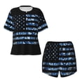 thumbnail image 4 of Naloa Navy Camouflage American Flag Women's Short-Sleeved Pajama Set, Loungewear, Summer pajamas, Breathable Cozy - 3X-Large, 4 of 9