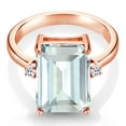 thumbnail image 2 of Gem Stone King 18K Rose Gold Plated Silver Sky Blue Simulated Aquamarine and White Topaz Ring for Women (6.72 Cttw, Emerald Cut 14x10MM, Gemstone Birthstone, Size 7), 2 of 4