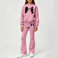 thumbnail image 3 of Zefriona Girls Cute Bow Print Crewneck Sweatshirt and Flared Leg Pants 2-Piece Outfit Set 3-14Y Pink Size 13, 3 of 3