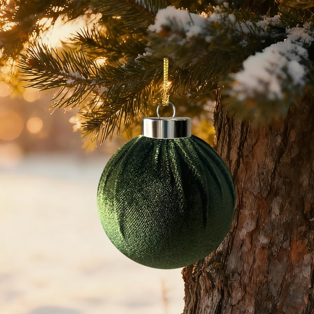 Rapeiae 1pcs Christmas Balls Flocked Christmas Tree 2.4inch Ornaments Plastic Balls Xmas Hanging Ornaments Decoration