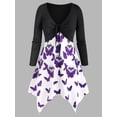 thumbnail image 1 of Top de Talla Extra de Halloween con Estampado de Mariposa Rosegal Mangas largas de talla grande, 1 of 5