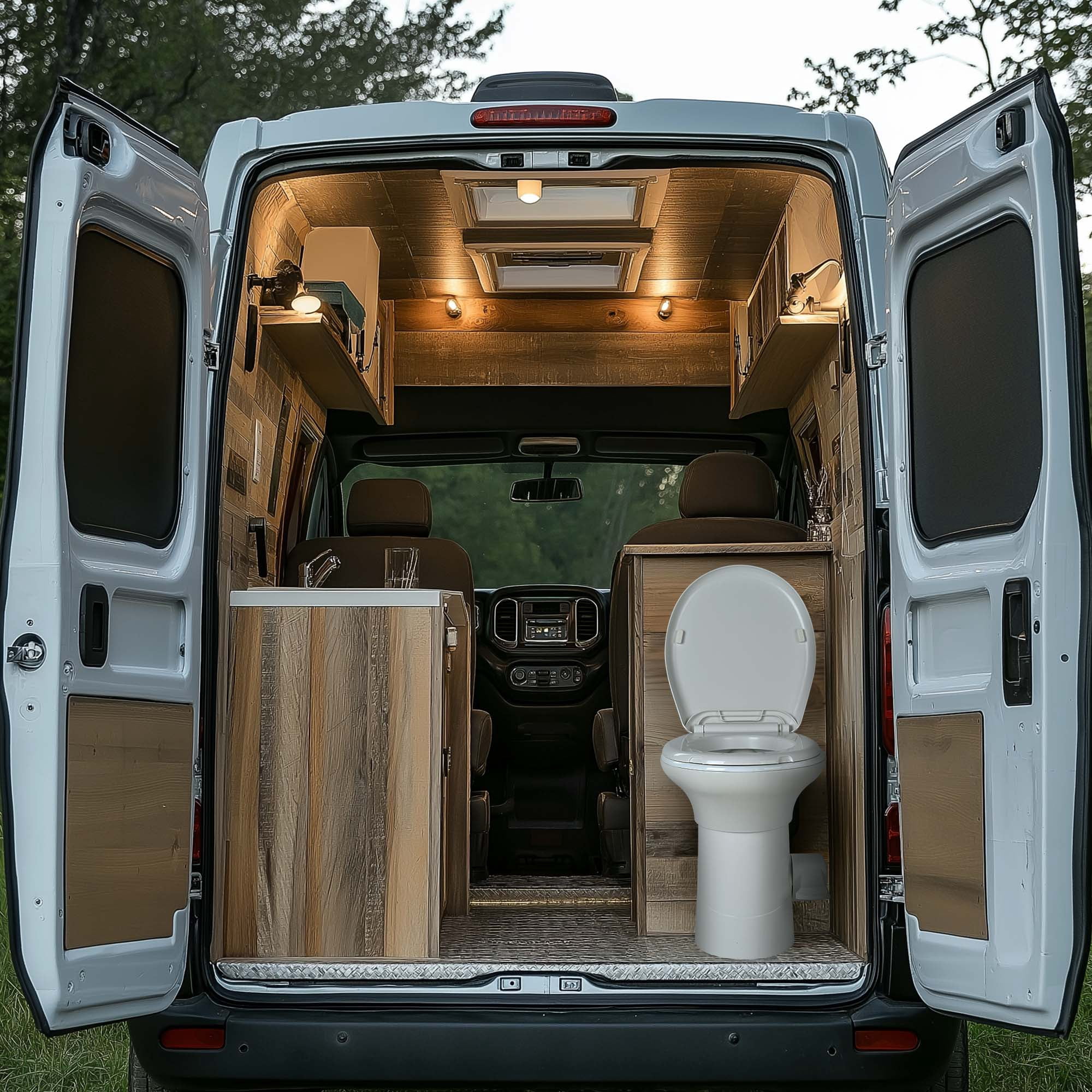 Yescom RV Camper Toilet Gravity Flush Enamel Elongated 20" High w/ Bidet Spray Caravan