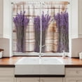 thumbnail image 2 of Herb Kitchen Curtains, Dried Lavender Flower Botany Bouquets on Rustic Wooden Planks Backdrop, Two Panels Drapes with Rod Pocket Room Decor, 55" X 45", Blue Violet and Warm Taupe, by Ambesonne, 2 of 3